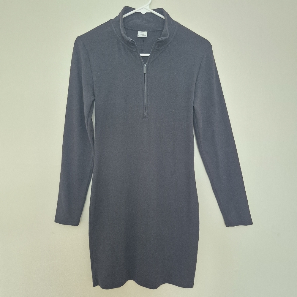 Sunday Best Aritzia Women's Bodycon Black Half Zip Mini Dress Size Medium - Picture 2 of 5